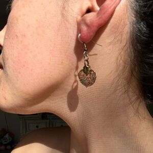 🔥3/$15 Autumn Red Gold Leaf Dangle Earrings 🍂